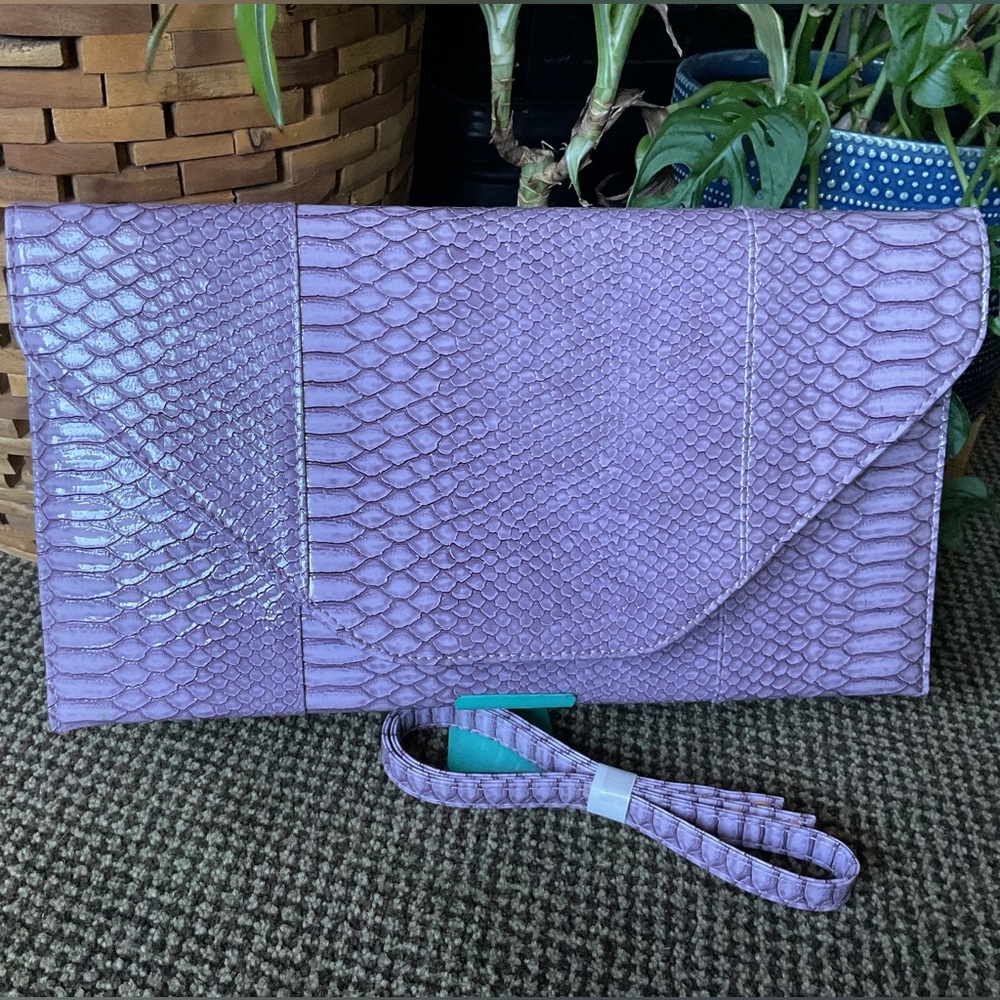 Fuax snake skin large envelope clutch bag (NEW)